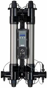 HRP-110-UK | H.R UV-C For Pools Up To 110m³ Vol / 32m³ / HR Flow With Digital Lamp Life Indicator And Smart Peristaltic Dosing Pump